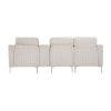 Convertible Sectional Corduroy Sofa with Cupholders, USB,Three-seater,Beige - as Pic