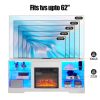 TV Stand Electric Fireplace TV Stand with Glass Shelves, TV up to 32-62" White 58''W*15.5''D*24.4 - White - MDF