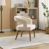 25.79" Wide Modern Barrel Open Back Accent Chair with Wooden Legs for Dining Room, Club, Kitchen and Living Room.Beige - as Pic