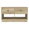 Light Oak Rectangle 2-Shelf 2-Drawer Storage Bench - as Pic