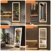 3 Color Lighting Mirror with LED Lights, 71"x26" Lighted Floor Standing Mirror with Stand - as Pic