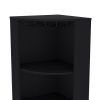 71" Corner Bar Cabinet with Five Shelves, Eight Bottle Cubbies and Stemware,Black - as Pic