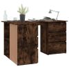 Corner Desk Smoked Oak 57.1"x39.4"x29.9" Engineered Wood - Brown
