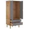 Wardrobe OTTA Brown and Gray 30.1"x20.9"x67.7" Solid Wood Pine - Gray