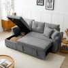 Convertible Pull Out Sleeper Sofa Bed with Reversible Storage Chaise, L Shaped Sectional Couch Bed with 2 Pillows, Grey - as Pic