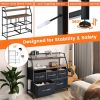 5 Drawers Storage Dresser with Fabric Bin for Living Room Bedroom - Black + Brown