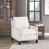 Traditional Living Room Furniture Push Back Reclining Chair 1pc Textured Fabric Upholstery Nailhead Trim Solid Wood Frame - as Pic