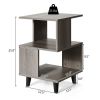 2 Pieces Wooden Modern Nightstand Set with Solid Wood Legs for Living Room - Grey