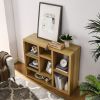Open Wooden Open Shelf Bookcase, Freestanding Display Storage Cabinet with 7 Cube Storage Spaces, Floor Standing Bookshelf