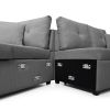 Convertible Pull Out Sleeper Sofa Bed with Reversible Storage Chaise, L Shaped Sectional Couch Bed with 2 Pillows, Grey - as Pic