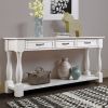 63inch Long Wood Console Table with 3 Drawers and 1 Bottom Shelf for Entryway Hallway Easy Assembly Extra-thick Sofa Table (Antique White) - as Pic