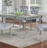 Silver Dining Table w Leaf Mirror Accent Design Contemporary 1pc Glam Table Dining Room Furniture - as Pic