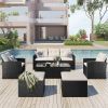 6-piece All-Weather Wicker PE rattan Patio Outdoor Dining Conversation Sectional Set- Beige