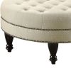 Oatmeal Cocktail Ottoman with Nailhead Trim - as Pic