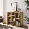 Open Wooden Open Shelf Bookcase, Freestanding Display Storage Cabinet with 7 Cube Storage Spaces, Floor Standing Bookshelf