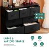 Dresser for bedroom 7 storage Spaces, assembled wardrobe lockers, bedroom furniture lockers - Black