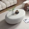43.31''Fiberglass Elliptical Coffee Table for Living Room Vintage Table,Matte Rocks Table front of the Sofa - Beige - Fiberglass