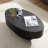 Modern Handcraft Drum Coffee Table Length 43.7 inch Ellipse Coffee Table for Living Room,Oval Small Coffee Table with Sturdy Pedestal - Matt Black