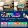 Nightstands with Charging Station, 2-Tier Storage & 20 Colors Remote LED Lights. - Grey