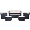 6-piece All-Weather Wicker PE rattan Patio Outdoor Dining Conversation Sectional Set- Beige