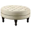 Oatmeal Cocktail Ottoman with Nailhead Trim - as Pic