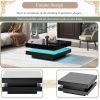 ON-TREND High Gloss Minimalist Design with LED Lights, 2-Tier Square Coffee Table, Center Table for Living Room, 31.5''x31.5''x14.2'',Black - as Pic