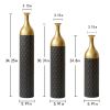 Black and Gold Metal Vase Set of 3 Floor Vases Ideal for Mother's Day Gift Wedding Decoration Elegant Floral Display - as Pic