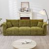 98.5" 3-seater Contemporary style linen sofa with 3 comfortable cushions with 2 pillows Suitable for living room bedroom and office,green