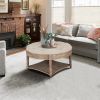 Large Round Ottoman Coffee Table 2 Tier Oversized Button Tufted Ottoman with Wooden Shelf
