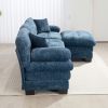 L Shaped Modular Sectional Sofa with Deep Seating Reversible 3-seat Sleeper Couch-Blue - as Pic