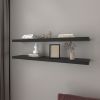 Floating Shelf Lyle, Living Room, Black - Black - Material