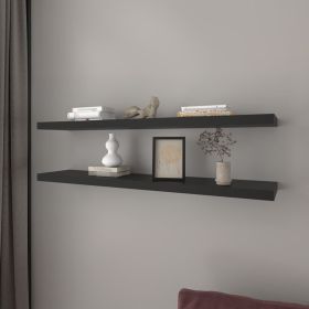 Floating Shelf Lyle, Living Room, Black - Black - Material