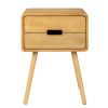 Wood Nightstand End Side Table with Drawer & Solid Wood Legs for Living Room, Bedroom - as picture