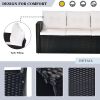6-piece All-Weather Wicker PE rattan Patio Outdoor Dining Conversation Sectional Set with coffee tab - Beige