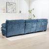 L Shaped Modular Sectional Sofa with Deep Seating Reversible 3-seat Sleeper Couch-Blue - as Pic