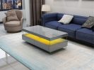 Ria Modern & Contemporary Style Built in LED Style Coffee Table in Gray color Made with Wood & Glossy Finish - as Pic