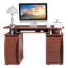 FCH 115* 55*74cm 15mm MDF Portable 1pc Door with 3pcs Drawers Computer Desk (A Box) Coffee Color - as picture