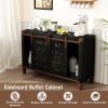 Farmhouse TV Stand for 55 inch TV, 30' Tall Industrial Media Entertainment Center with Sliding Barn Doors - Black - Engineered Wood