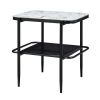 3pc Stylish Occasional Table Set White Marble Print Tempered Glass Top Coffee Table and End Tables Modern Home Furniture - as Pic