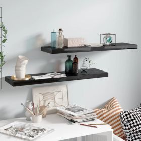 Floating Wall Shelves 2 pcs High Gloss Black 35.4"x9.3"x1.5" MDF - Black