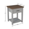 Drawer Nightstand; Set of 2 - Gray - Medium Density Fibreboard, Laminate, Wood Composite, Metal