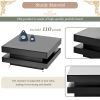 ON-TREND High Gloss Minimalist Design with LED Lights, 2-Tier Square Coffee Table, Center Table for Living Room, 31.5''x31.5''x14.2'',Black - as Pic