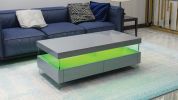 Ria Modern & Contemporary Style Built in LED Style Coffee Table in Gray color Made with Wood & Glossy Finish - as Pic