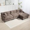 L Shaped Modular Sectional Sofa with Deep Seating Reversible 3-seat Sleeper Couch-Gray - as Pic
