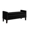 Upholstered Tufted Button Storage Bench with nails trim,Entryway Living Room Soft Padded Seat with Armrest,Bed Bench-Black - as Pic