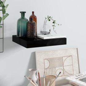 Floating Wall Shelf High Gloss Black 9.1"x9.3"x1.5" MDF - Black