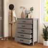 Modern 5-Drawer Multipurpose Chest Dresser with Metal Handles - Gray