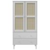 Wardrobe SENJA Rattan Look White 35.4"x21.7"x68.9" Solid Wood Pine - White