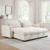Corduroy Two-Seater Sofa with 2 Storage Footrest, 2 Seater Sectional deep seat sofa,Comfy Couches for Living Room ,Beige Sofa - as Pic