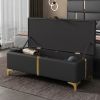 Elegant Upholstered Storage Ottoman,Storage Bench with Metal Legs for Bedroom,Living Room,Fully Assembled Except Legs,Black - as Pic